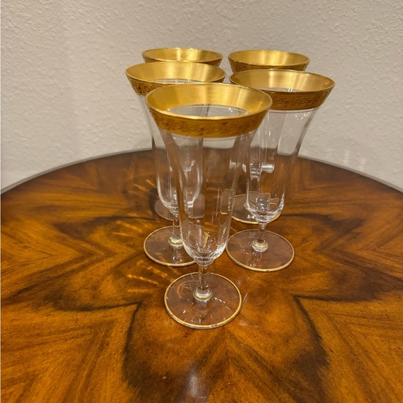 5 Vintage Tiffin Franciscan Minton Etched Stemmed Optic Wine Glasses 6 ounce. - Picture 3 of 11